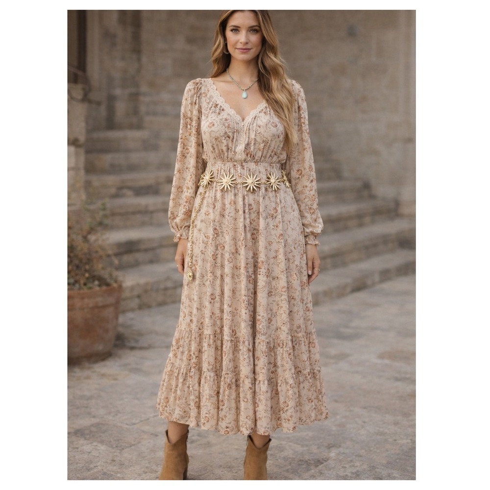 Radiant Sun Charm Chain‎ Belt Statement Waist Boho Medallion Celestial concho - Picture 3 of 7